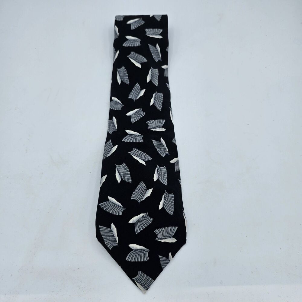 Cocktail Colors Mens Black White Purple Abstract 100% Silk Necktie 58 x 4 Inches - Picture 2 of 6